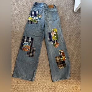 BDG Blue Relaxed Jeans with Stylish Patchwork